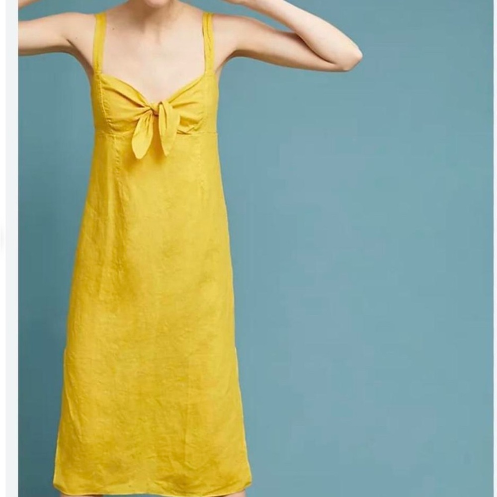 Anthropologie Three Dots Linen Bow Midi Dress